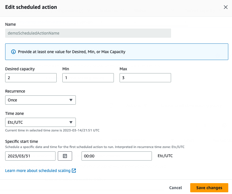 Edit scheduled action