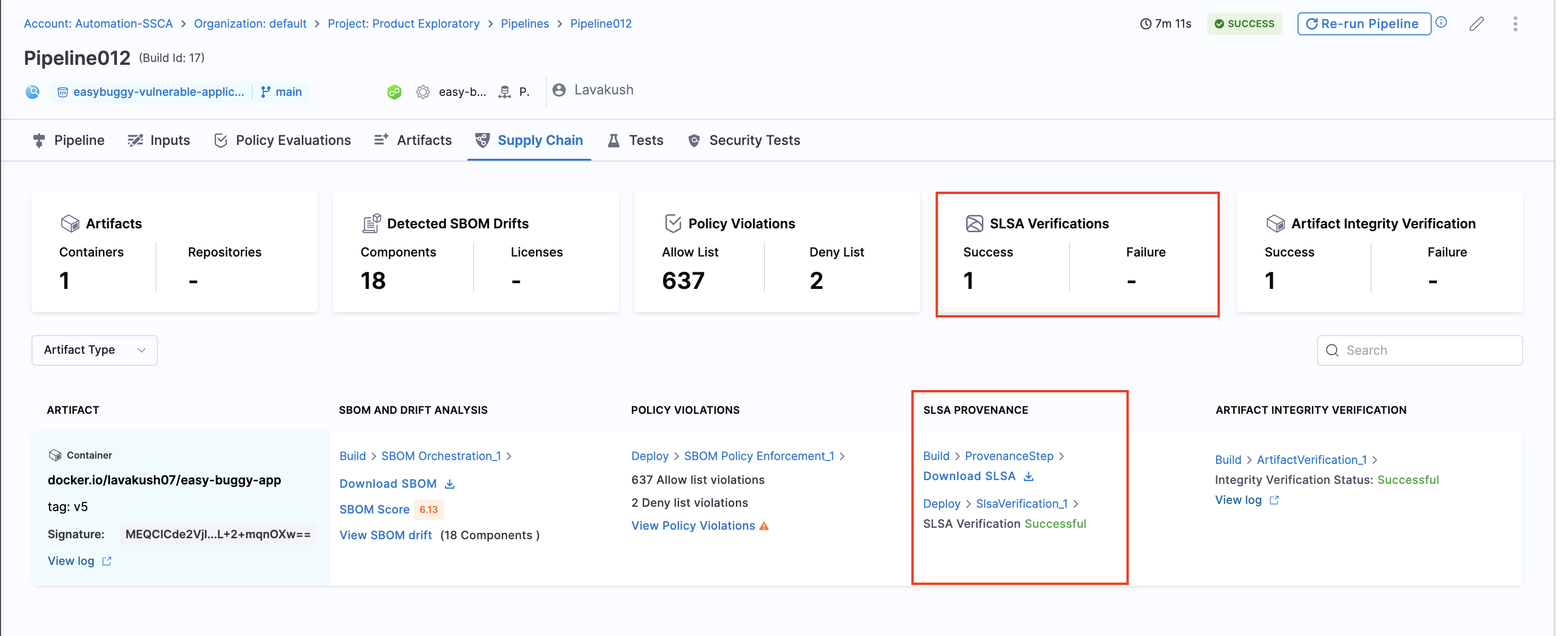 SLSA provenance and verification